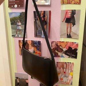 Brandy Black Baguette Bag